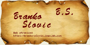Branko Slović vizit kartica